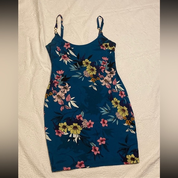 Guess Blue Midi Dress with Spaghetti Straps for Cocktail - Picture 2 of 5